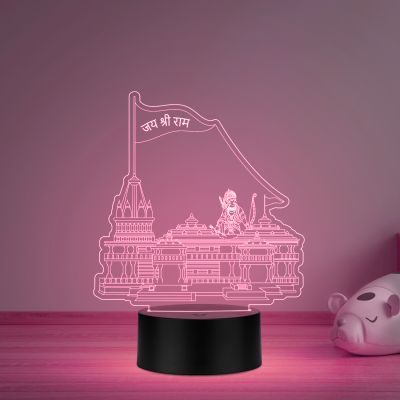 3D Illusion Ayodhya Ram Mandir Led Night Lamp Multicolored Light for Religious Gifts Home Decoration